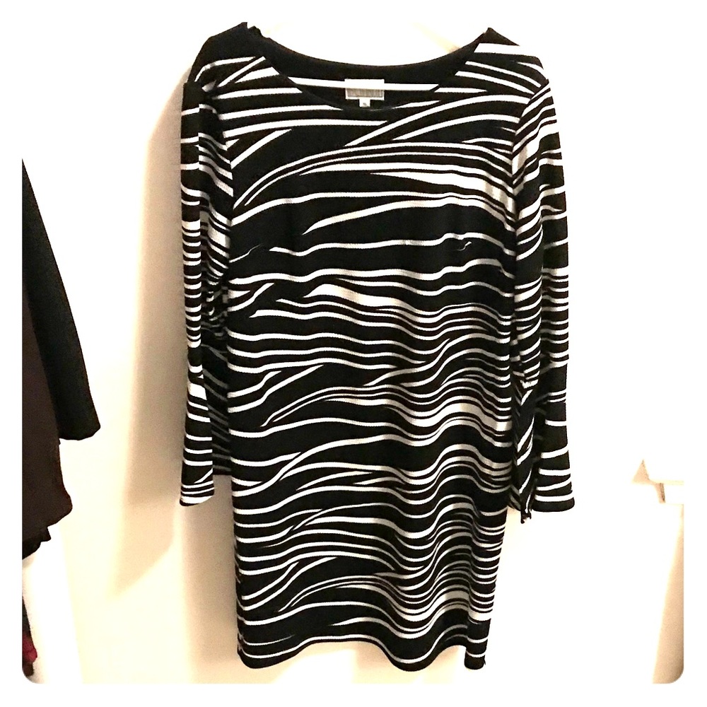 Black and white striped dress